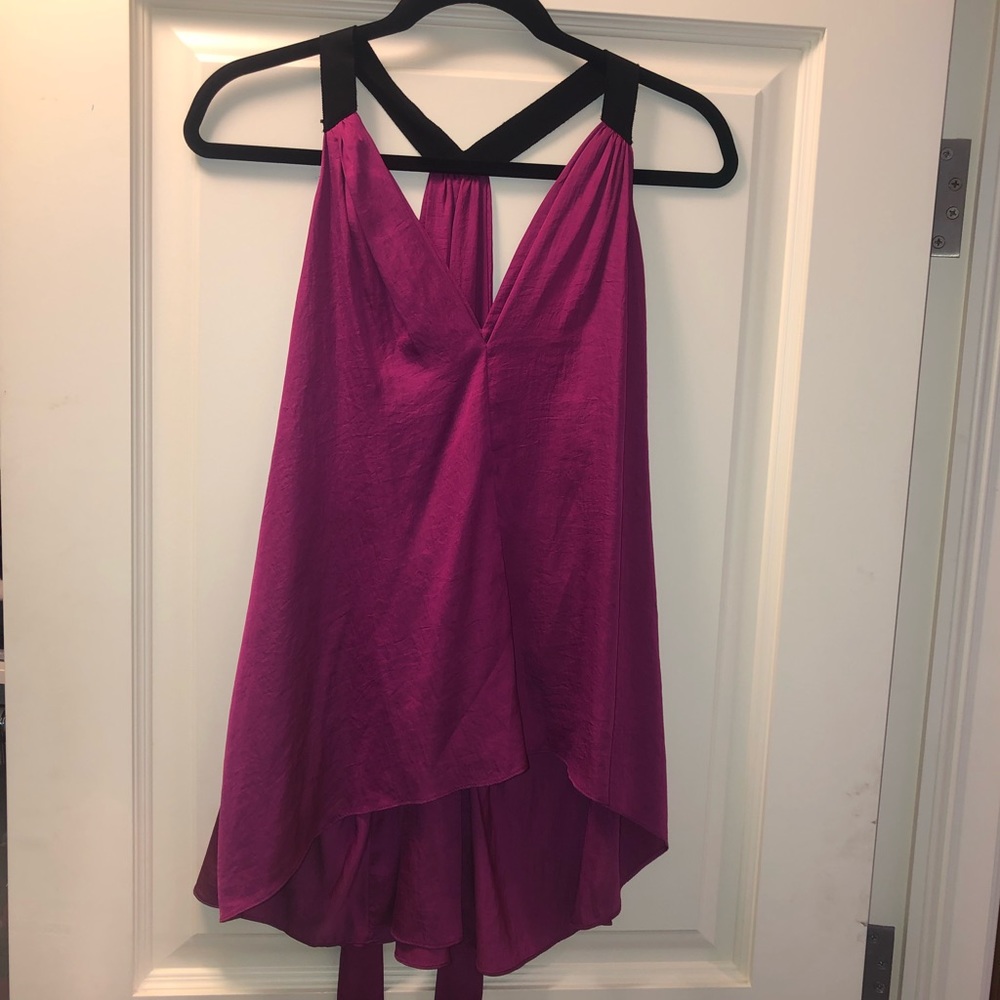 BCBG Purple Silk Tie Top